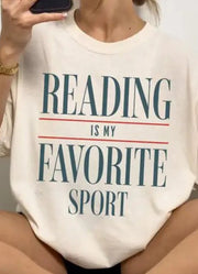 Reading Is My Favorite Sport Tee in Cream by Eleven Fashion