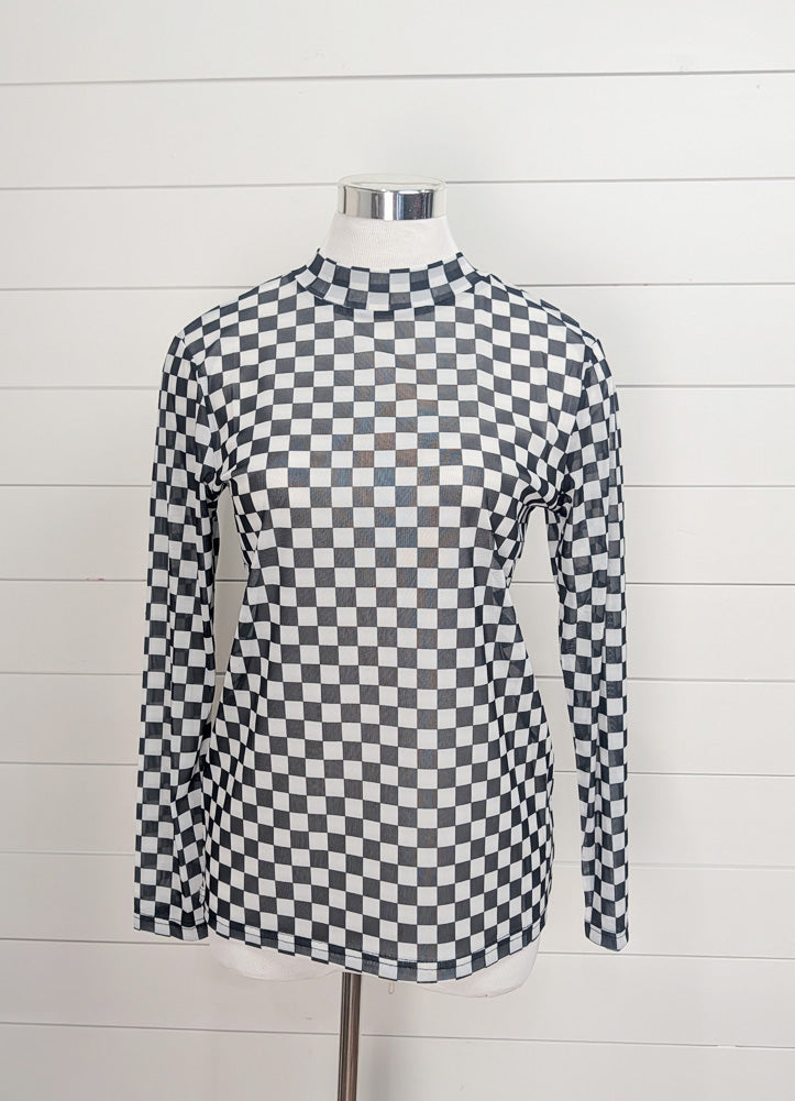 Round The Track Mesh Top in Black/White by Sterling Kreek