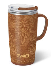Saddle Stitch Cognac Travel Mug by Swig Life