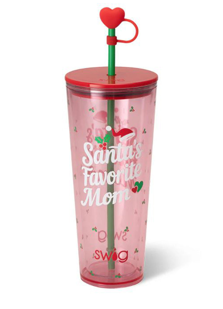 Santa's Favorite Mom Plastic 24oz Tumbler by Swig Life