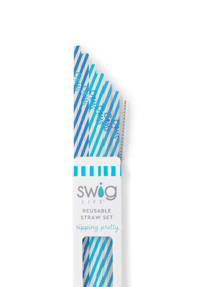 Glacier Stripe Reusable Straw Set by Swig Life
