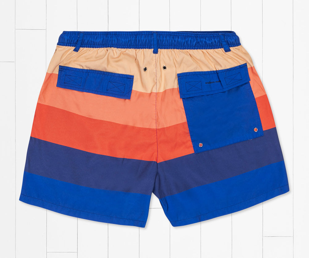 Harbor Trunk Horizon Stripe in Navy/Orange by Southern Marsh