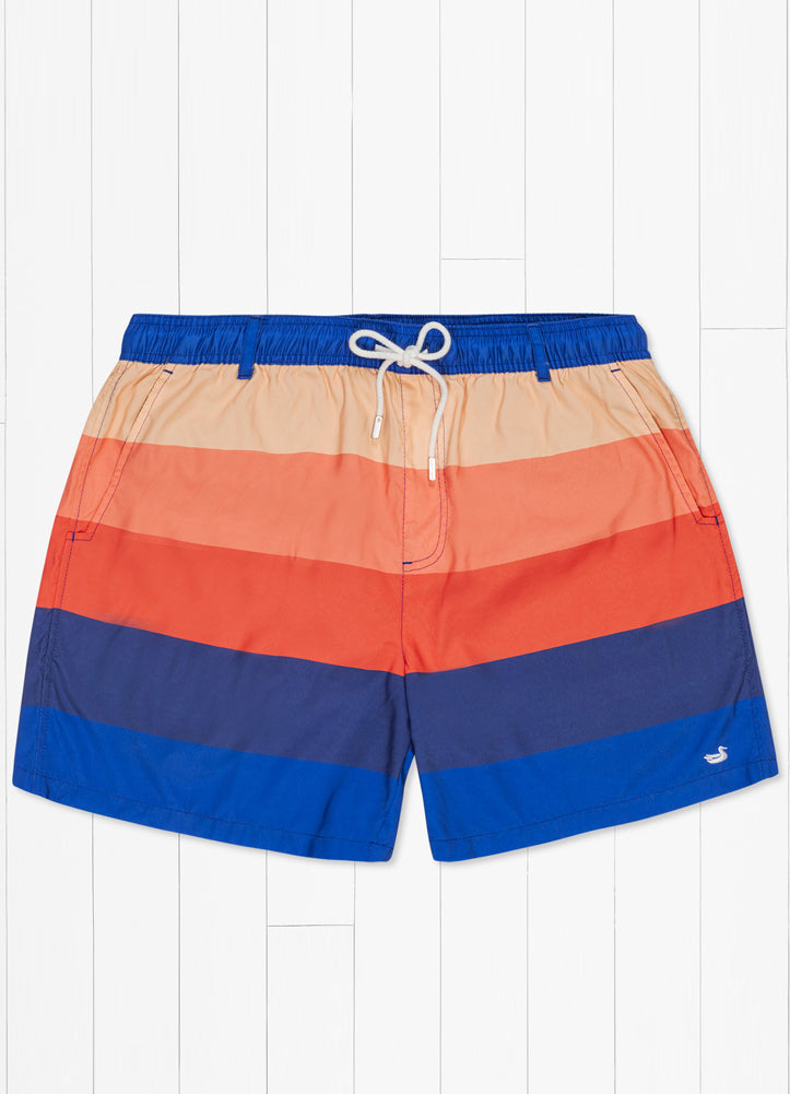 Harbor Trunk Horizon Stripe in Navy/Orange by Southern Marsh