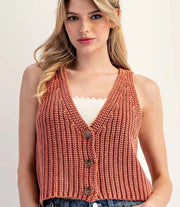 Button Down Sleeveless Sweater