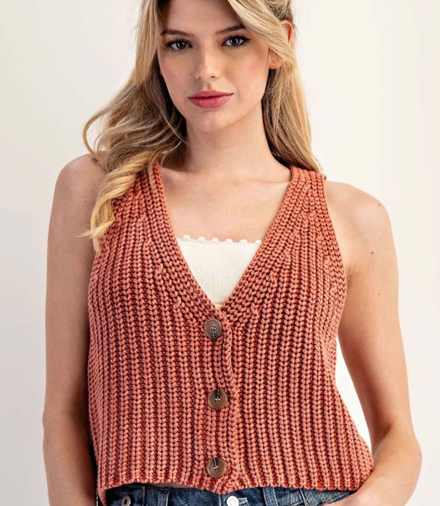 Button Down Sleeveless Sweater