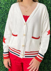 Stars and Stripes Cardigan in Off White by eesome