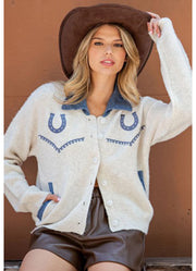 Western Inspired Button Down Cardigan in Oatmeal by eesome