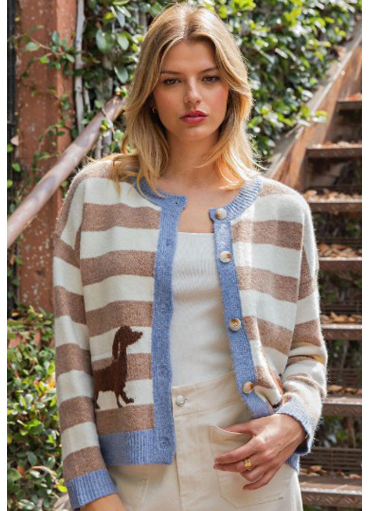 Striped Cardigan in Froststed Mocha by eesome