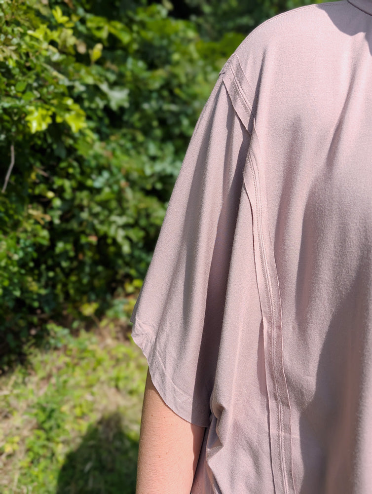 Flowy Lightweight Knit Relaxed Top in Stone by Sewn + Seen