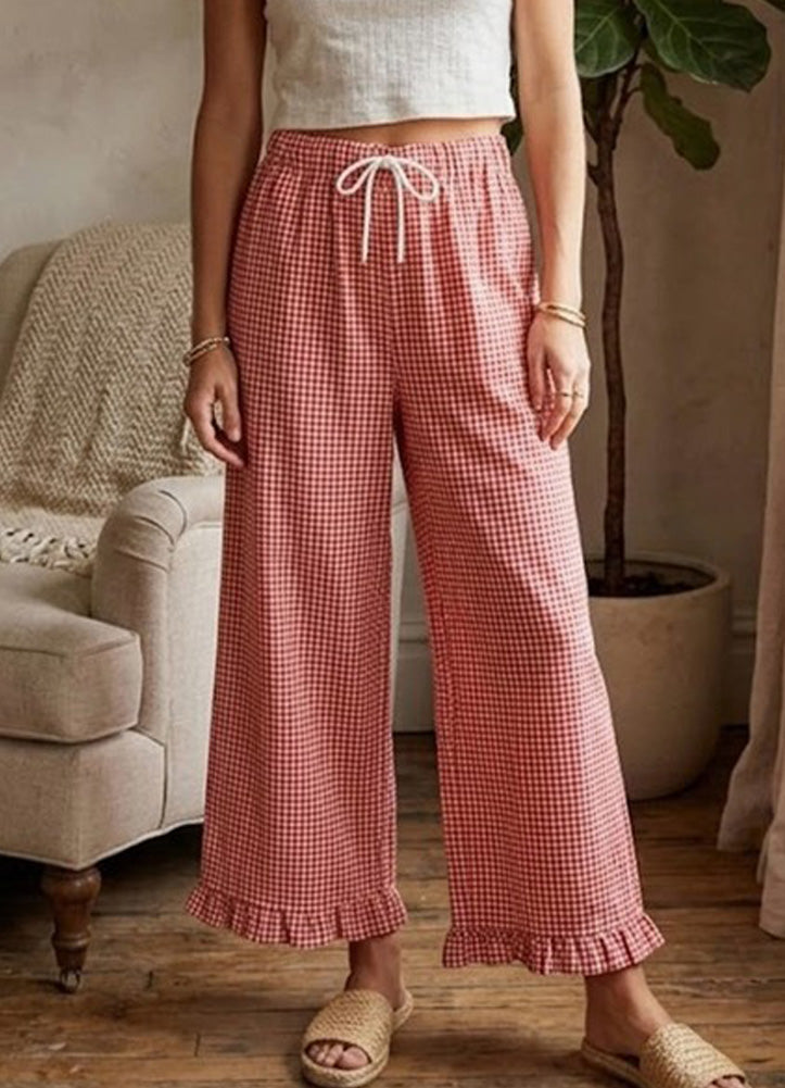 Checkered Gingham Lined Pants in Red by Sewn + Seen