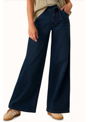 Lynsey Wide Leg Knit Denim in Dark Wash by Flag and Anthem