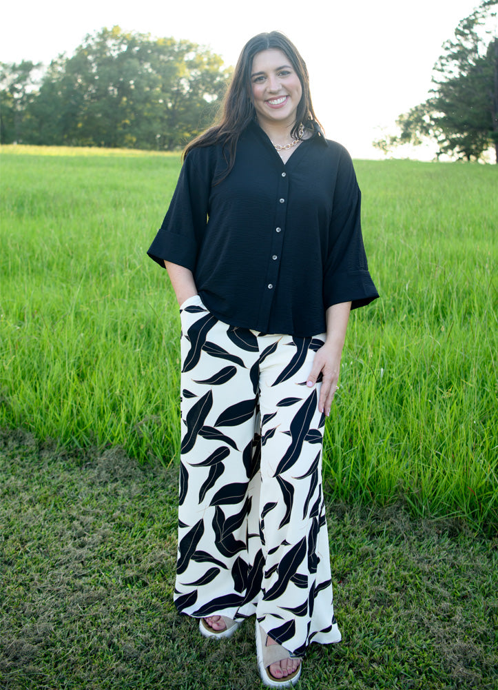 Print Pants in Black by She + Sky