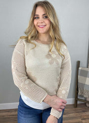 Daisy Print Sweater in Cream by Papillon
