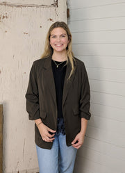 3/4 Sleeve Blazer in Dark Brown by She + Sky