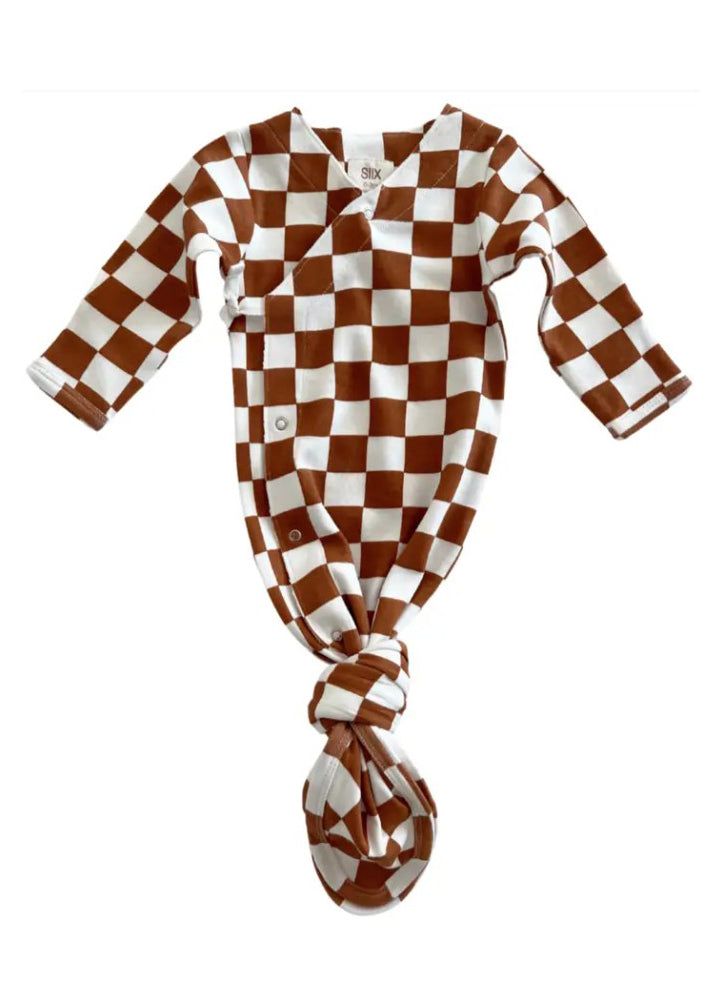 Stracciatella Checkerboard Kimono Knot Gown by SIIX