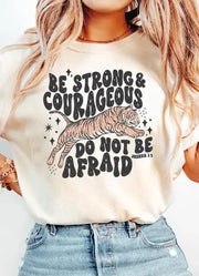 Be Strong and Courageous Tee in Cream by Eleven Fashion