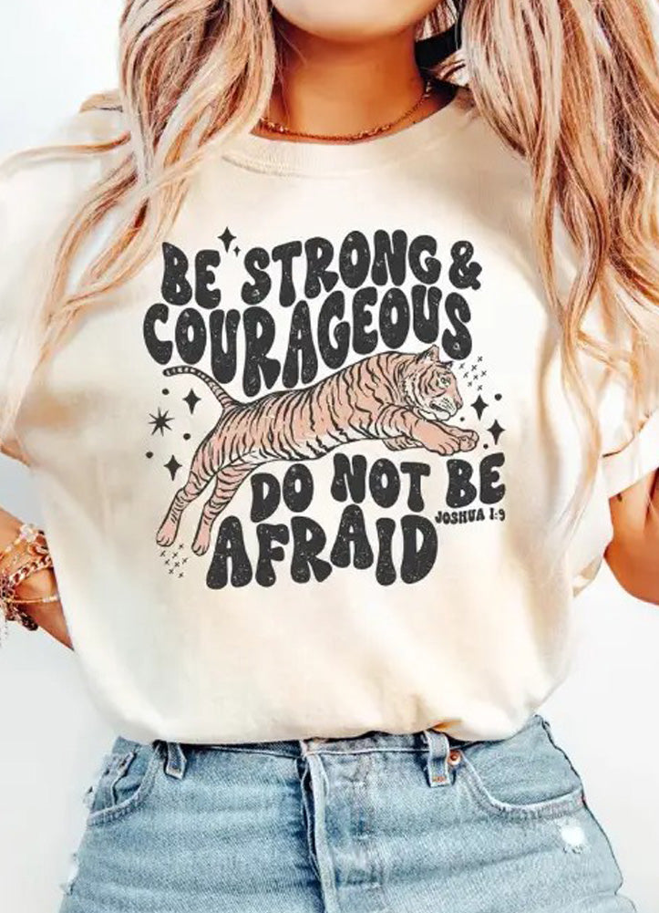 Be Strong and Courageous Tee in Cream by Eleven Fashion