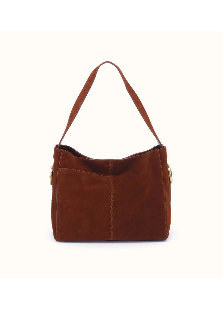 Render Shoulder Bag Chocolate Suede by Hobo