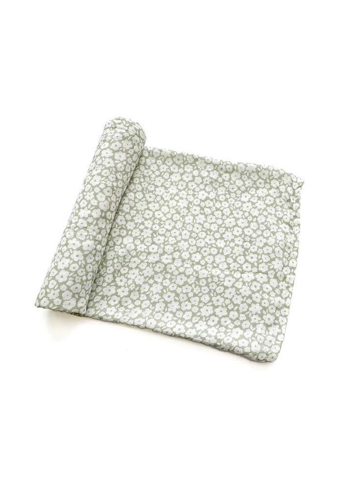 Sage Floral Muslin Swaddle Blanket by Harp Angel Boutique