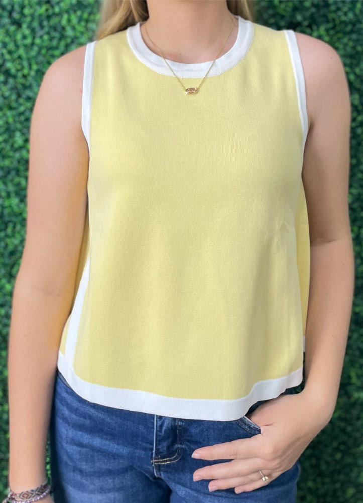 Sleeveless Cropped Sweater in Lemon by Entro