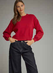 Solid LS Sweater in Red by Entro