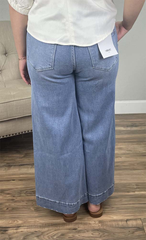 HR Cropped Palazzo Jeans with Tie by Vervet