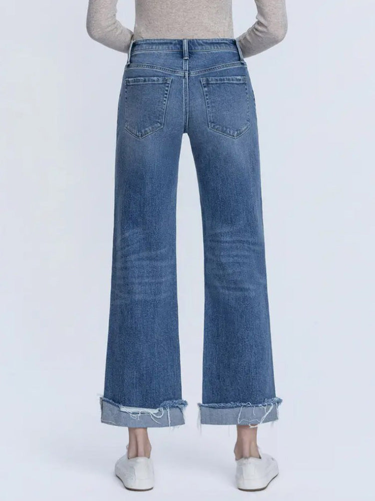 MR Cuffed Baggy Slim Crop Wide Jeans by Vervet