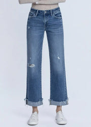 MR Cuffed Baggy Slim Crop Wide Jeans by Vervet