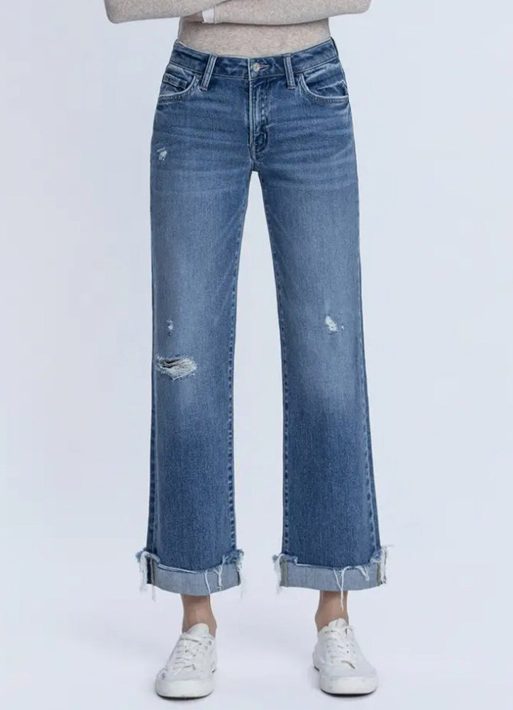 MR Cuffed Baggy Slim Crop Wide Jeans by Vervet