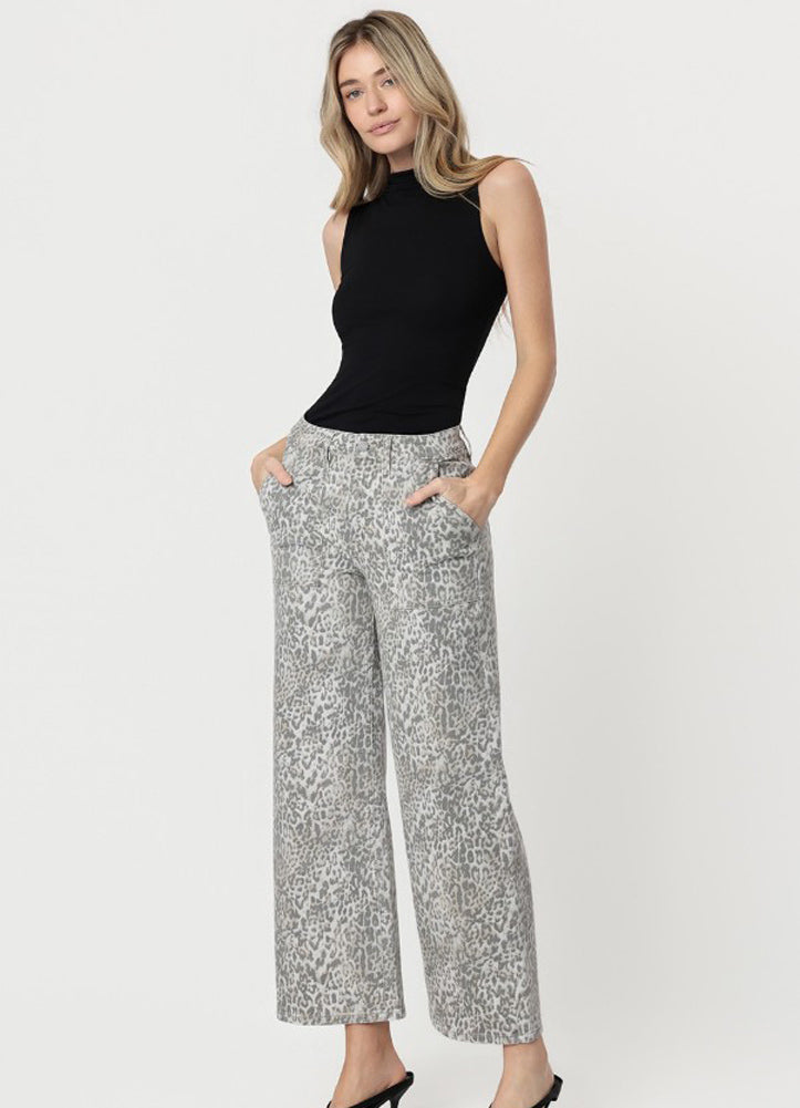 HR Leopard Print Baggy Wide Jeans by Vervet