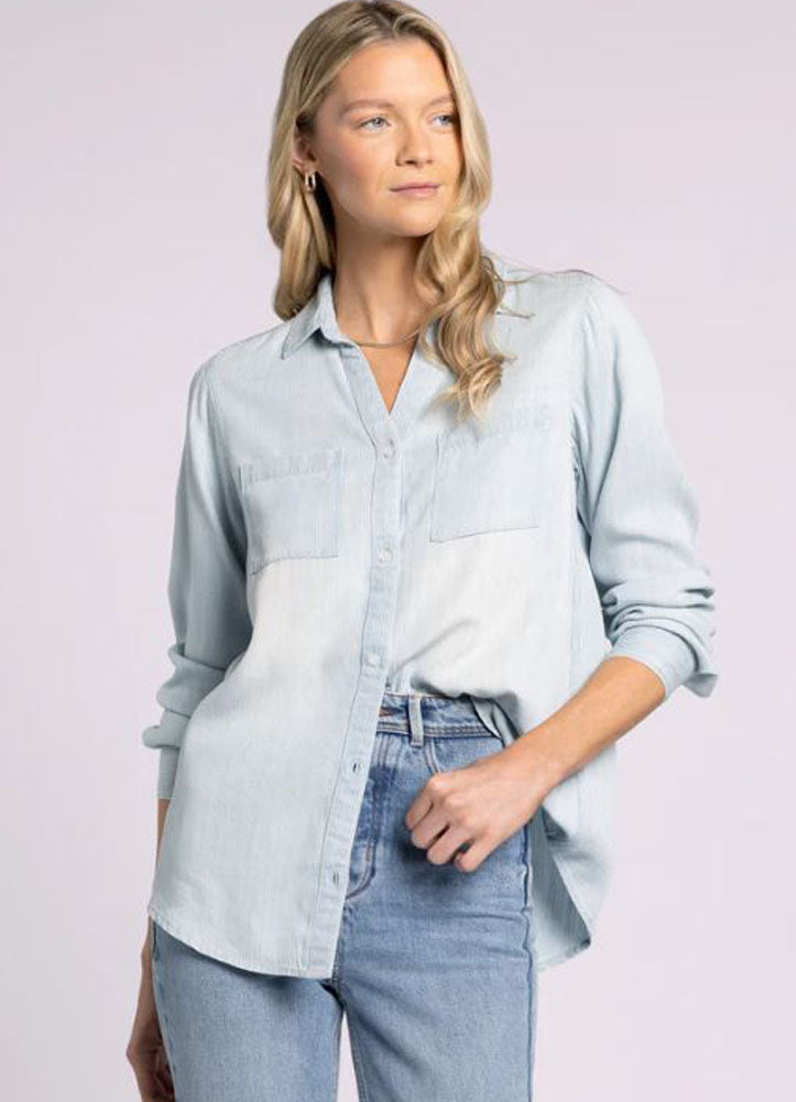Ginger Top in Mia Pinstripe