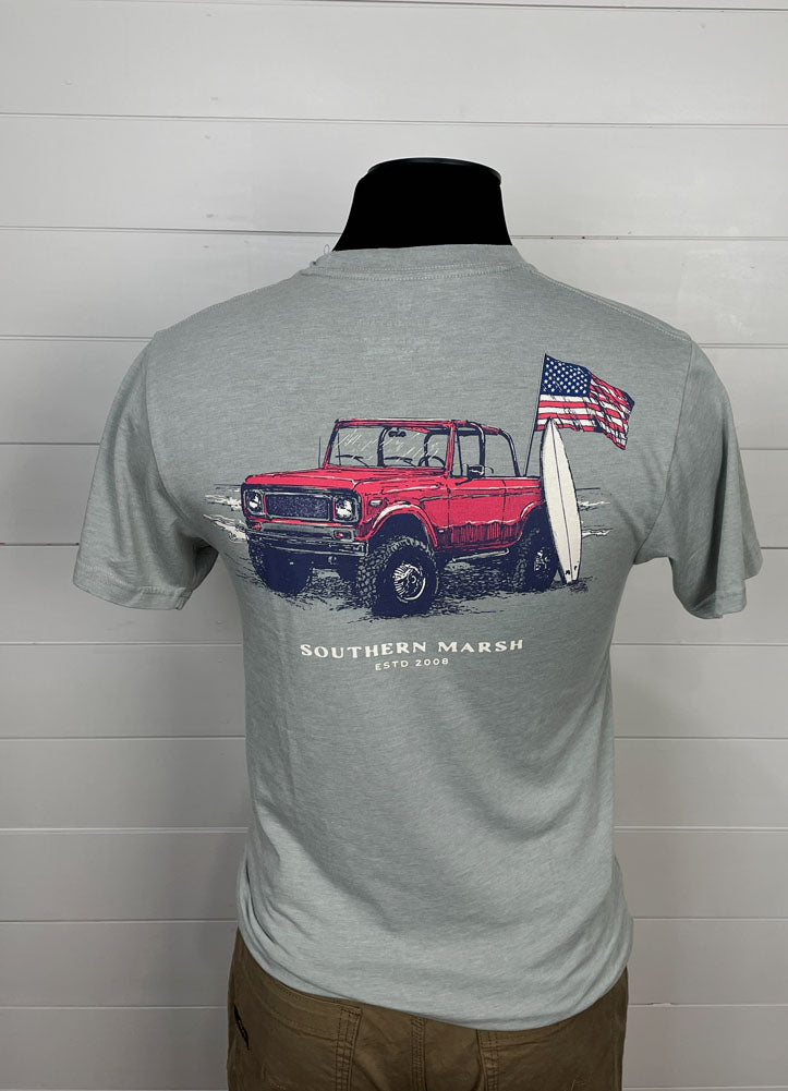 Seawash Tee American Beach in Light Grey by Southern Marsh