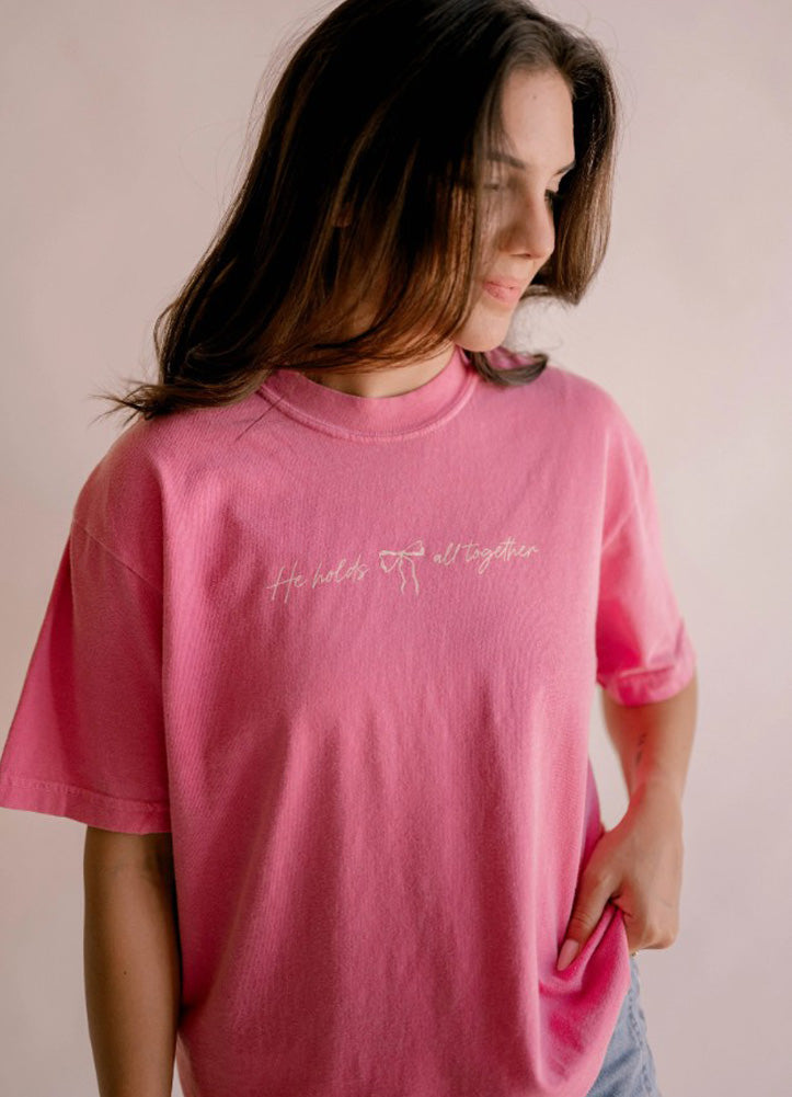 He Holds All Together Tee in Pink by Dear Heart