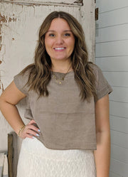 Button Back Crop Top in Hazelnut by eesome