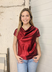 Satin Knit Back Top in Wine by eesome