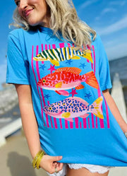 Bold Colors Trio Fish Tee in Royal Carribean by Dash Forward