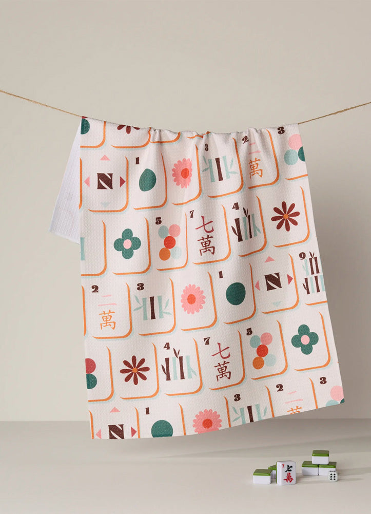 Cypress Tile Toss Tea Towel by Geometry
