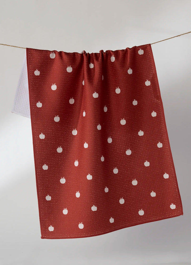 Dotty Apple Tea Towel Clay Red by Geometry