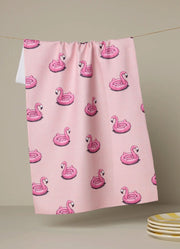 Flamingo Floatie Tea Towel by Geometry