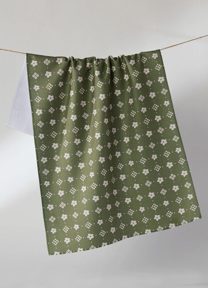 Green Gables Tea Towel Green by Geometry