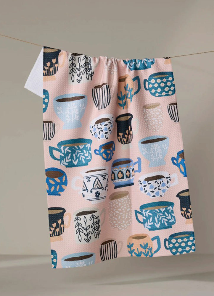 Les Tasses Tea Towel by Geometry