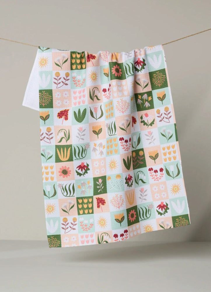 Patchwork Garden Tea Towel by Geometry