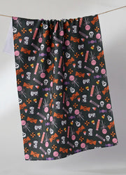 Spooky Sweets Tea Towel-Halloween Blk by Geometry