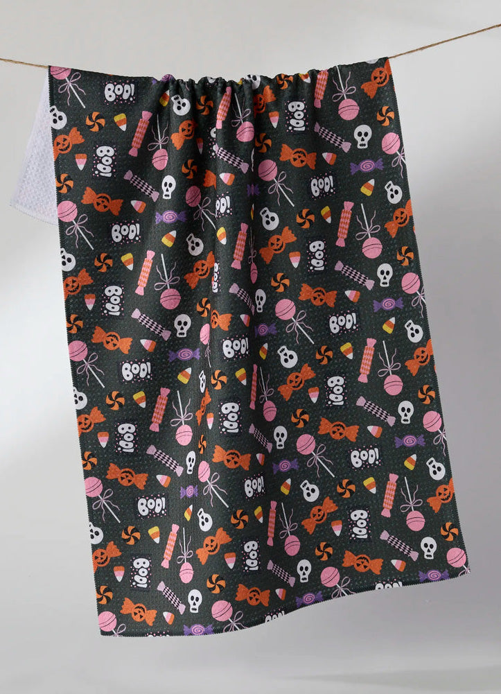 Spooky Sweets Tea Towel-Halloween Blk by Geometry