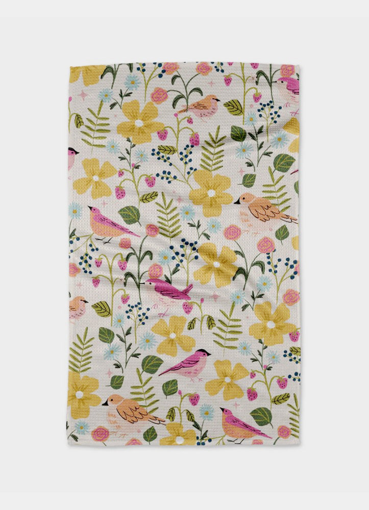 Summer Songbirds Tea Towel by Geometry