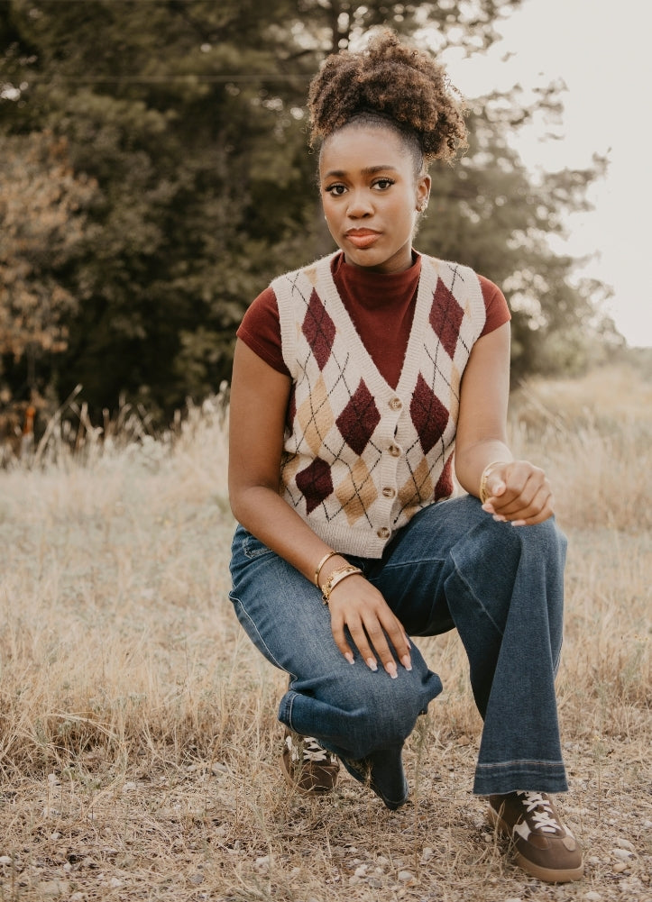 Mock Neck Cap Sleeve Heathered Knit Top in Oxblood by Blu Pepper