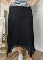 Lace Asymmetrical Skirt in Black by Blu Pepper