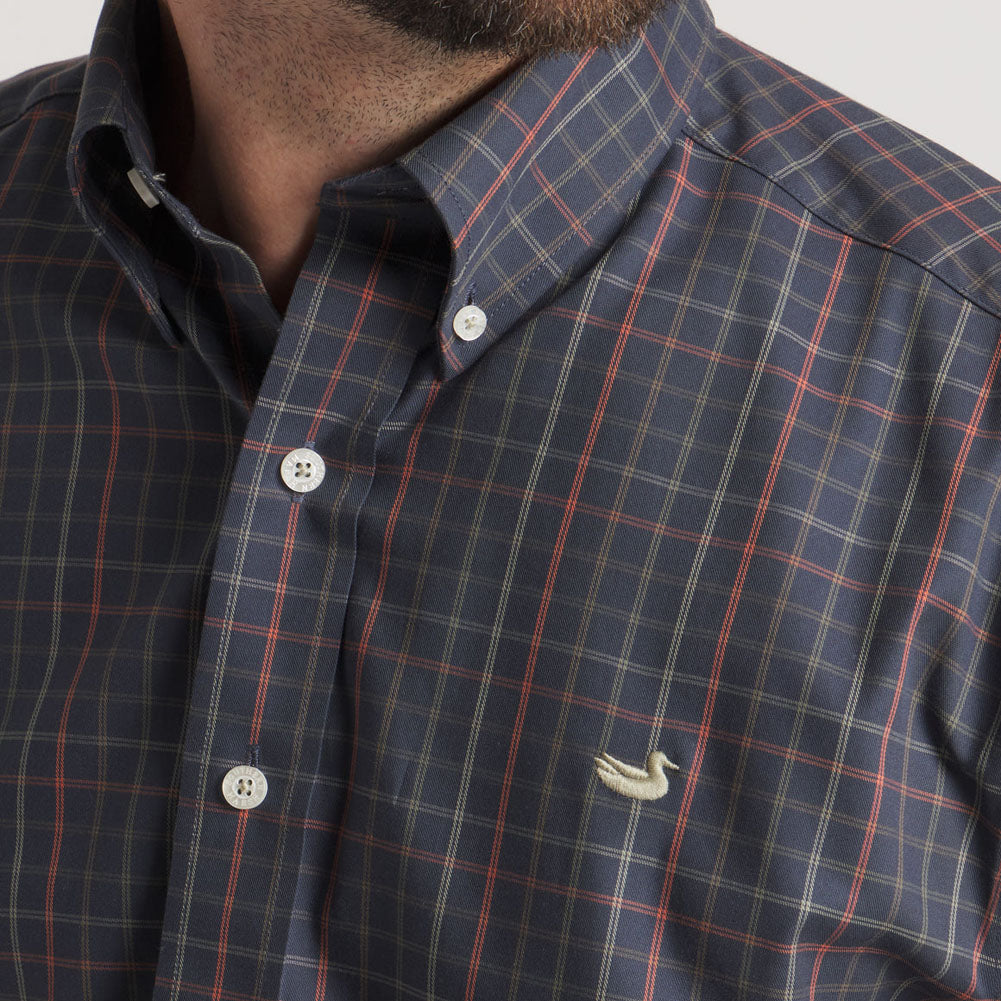 Chateau Windowpane Dress Shirt in Navy/Dark Olive by Southern Marsh