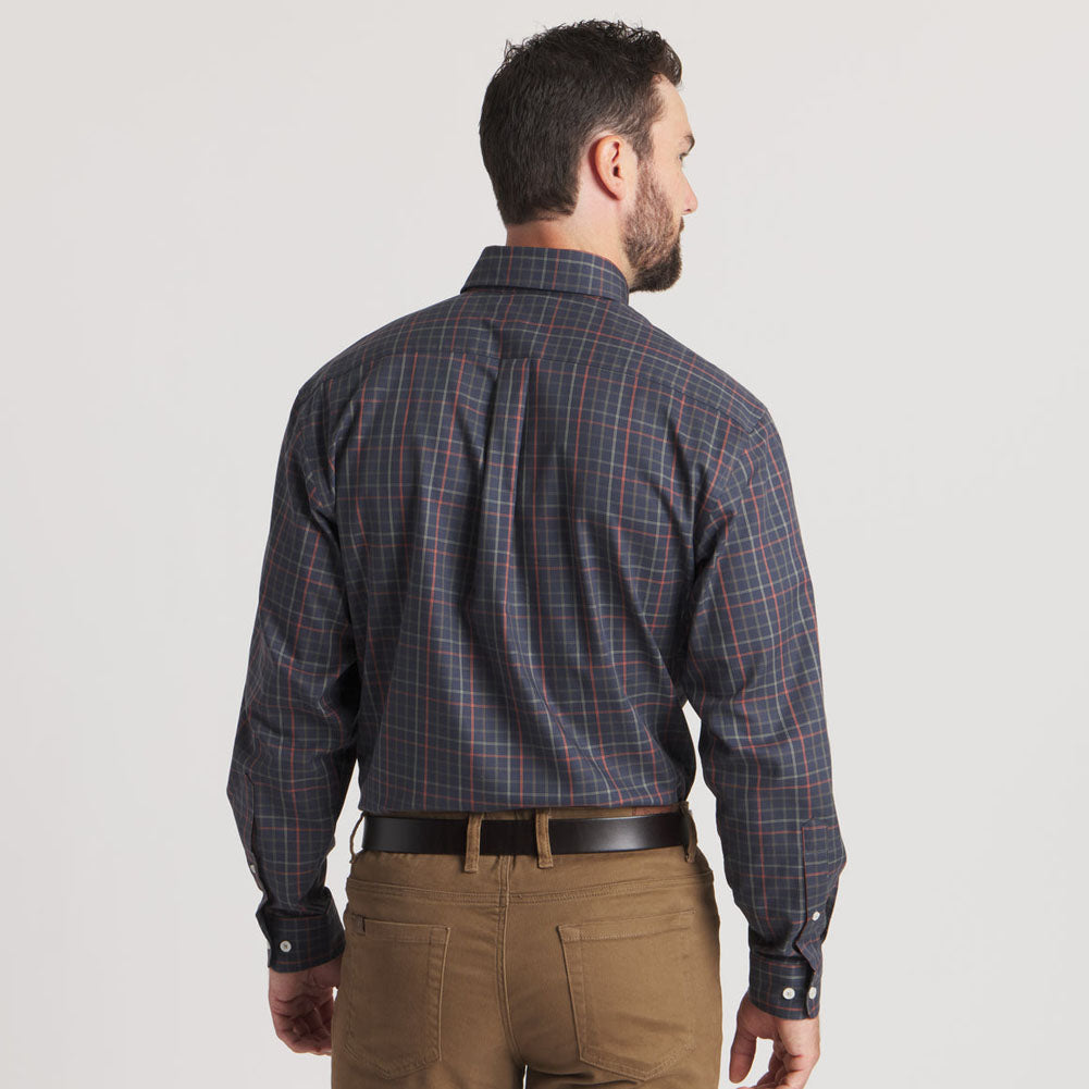 Chateau Windowpane Dress Shirt in Navy/Dark Olive by Southern Marsh