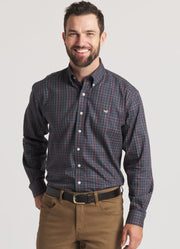 Chateau Windowpane Dress Shirt in Navy/Dark Olive by Southern Marsh
